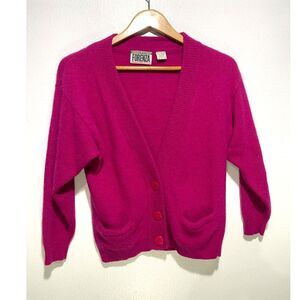 Forenza Lambswool Angora cashmere sweater cardigan quiet luxury classic women S